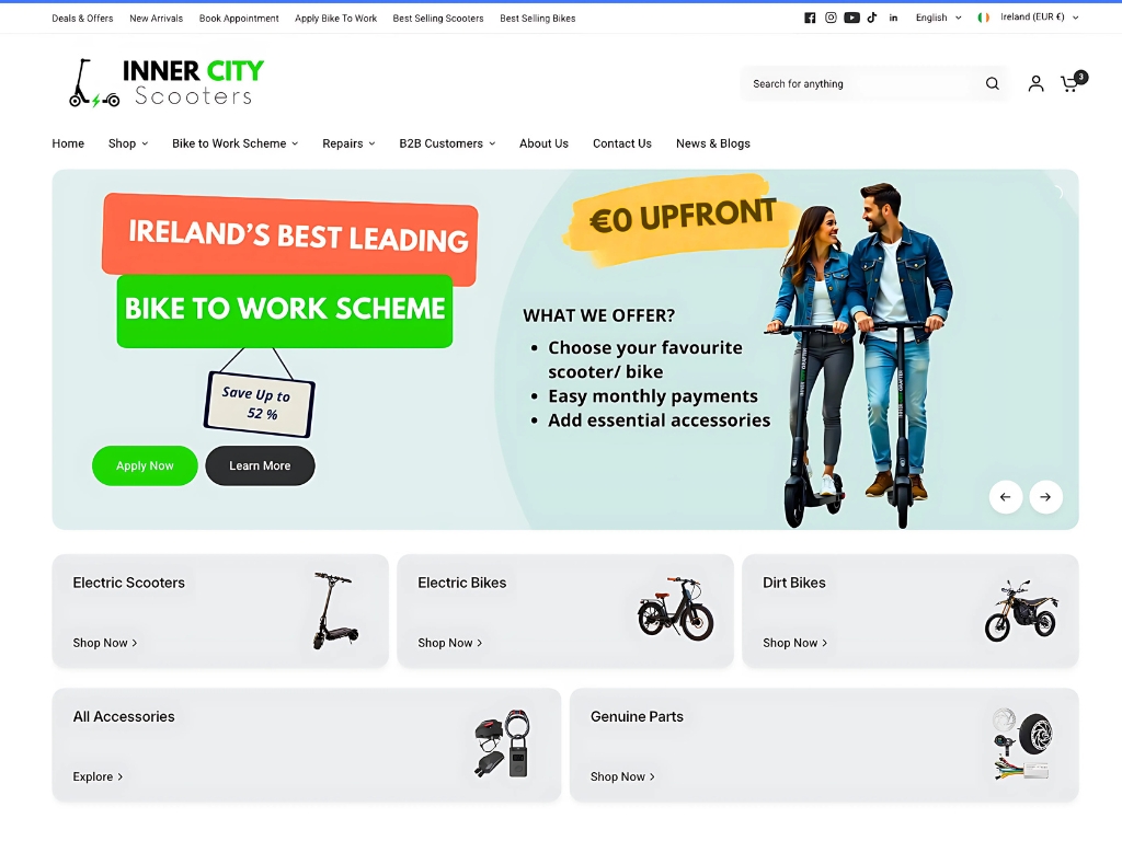 Inner City Scooters - Shopify eCommerce Store