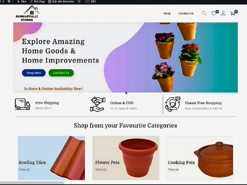 Kunnappalli Stores - Home Improvement Store Website